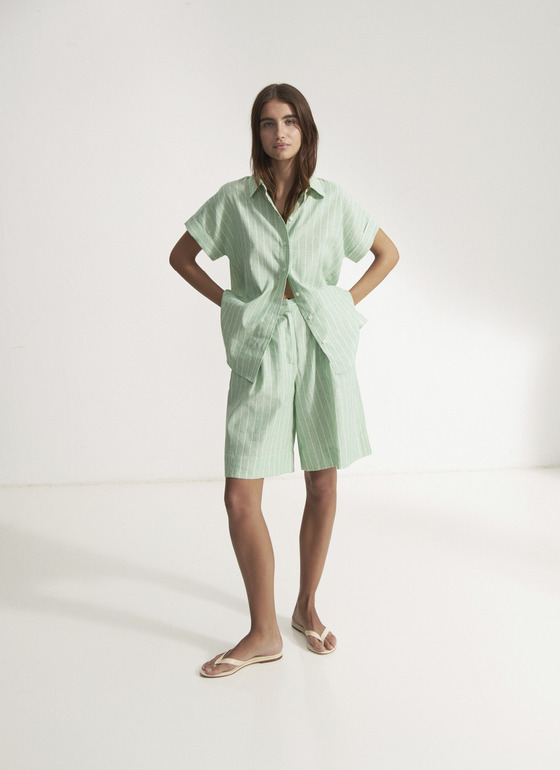 Bluse 1/2 Arm Jade Green Frontansicht