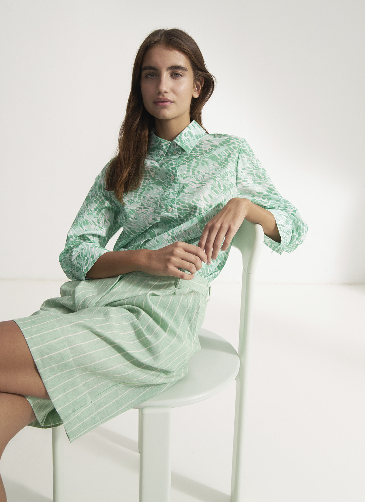 Bluse 3/4 Arm, Jade Green Frontansicht