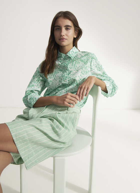 Bluse 3/4 Arm Jade Green Frontansicht