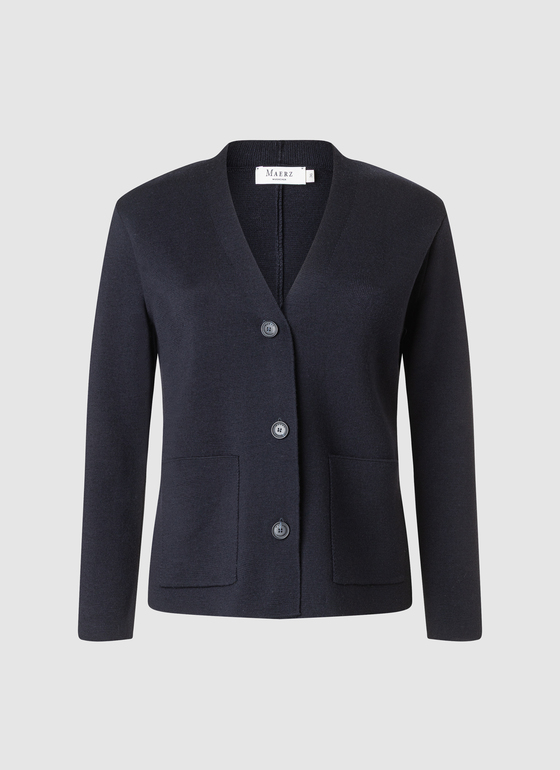 Strick Cardigan 1/1 Arm Navy Frontansicht