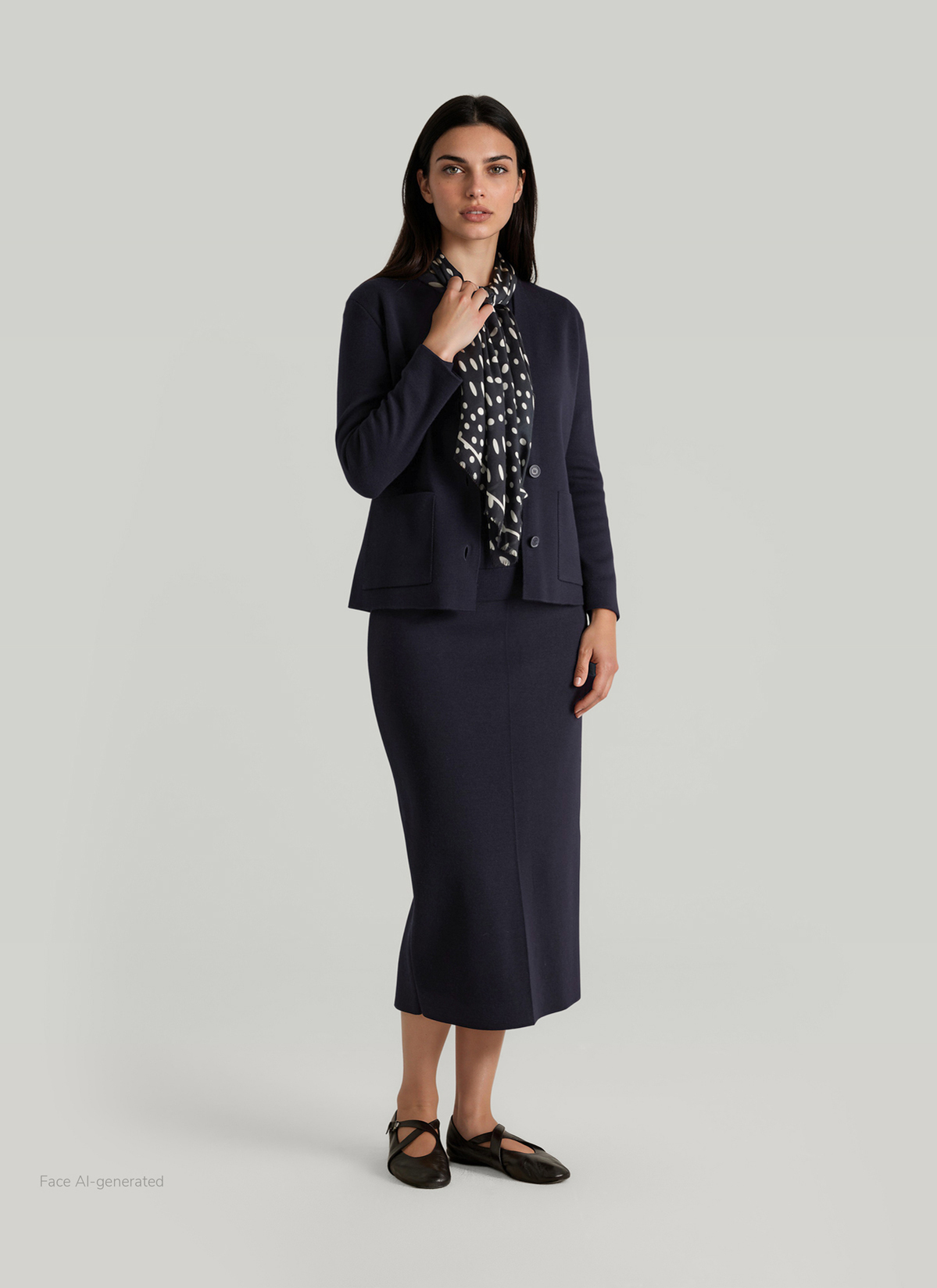Strick Cardigan 1/1 Arm, Navy Detailansicht 2
