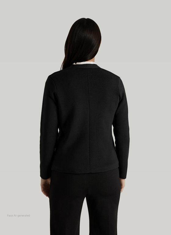 Strick Cardigan 1/1 Arm Black Frontansicht