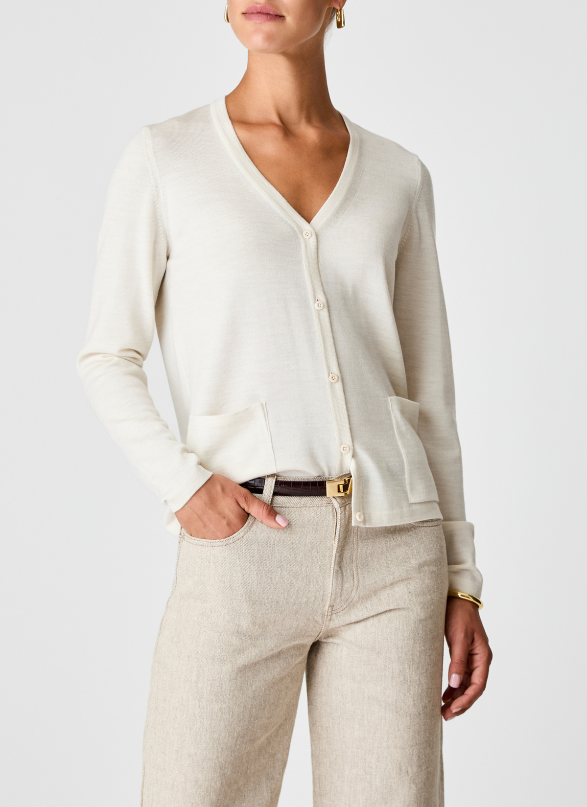 Cardigan  1/1 Arm, Off White Frontansicht