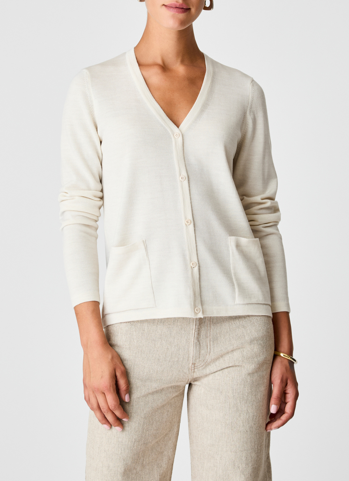 Cardigan  1/1 Arm, Off White Detailansicht 1