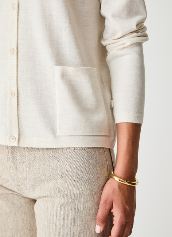 Cardigan  1/1 Arm Off White Frontansicht