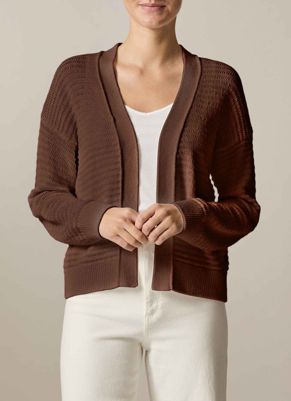 Strick Cardigan 1/1 Arm, Dark Chocolate Frontansicht