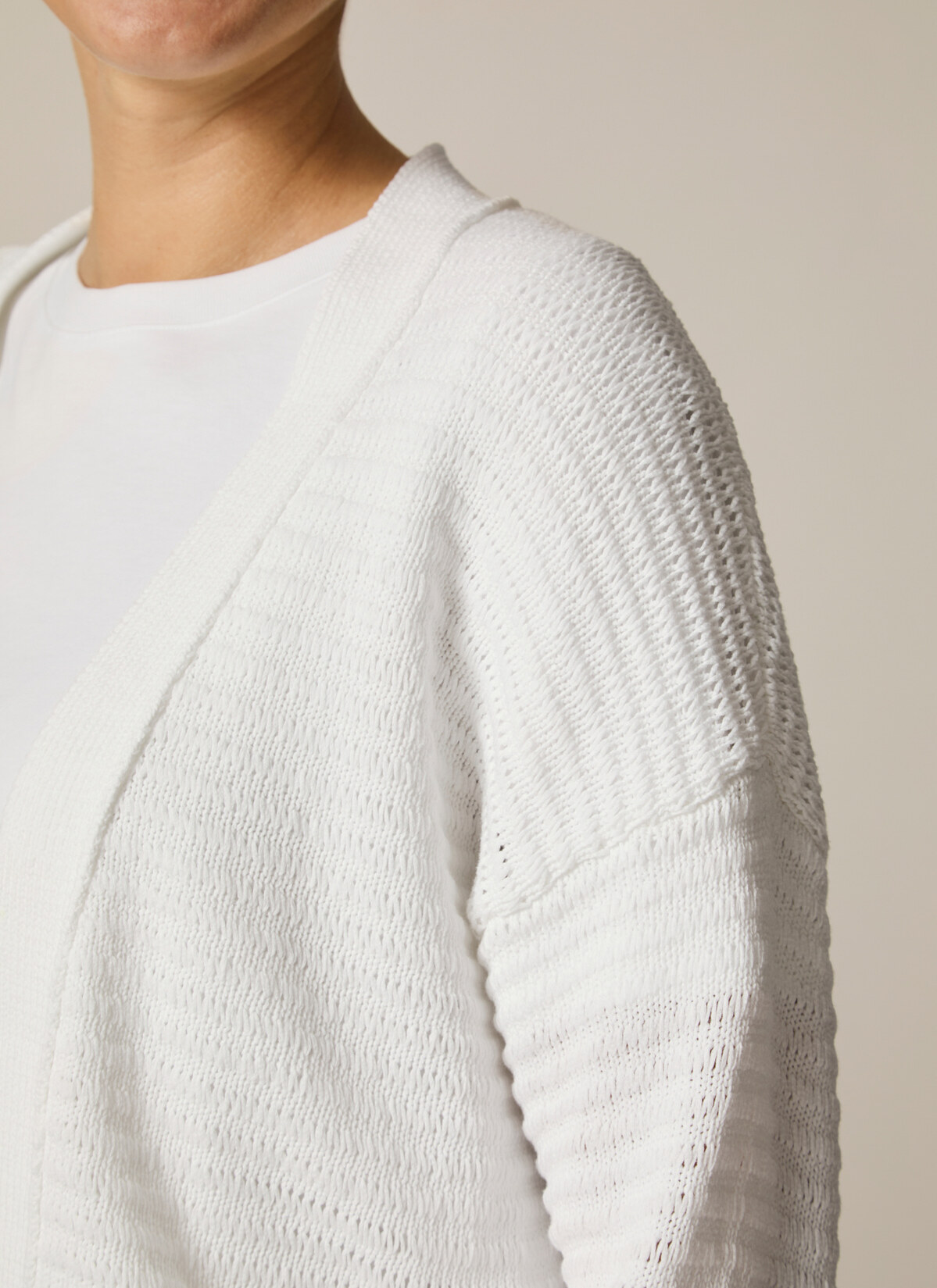 Strick Cardigan 1/1 Arm, Pure White Detailansicht 2
