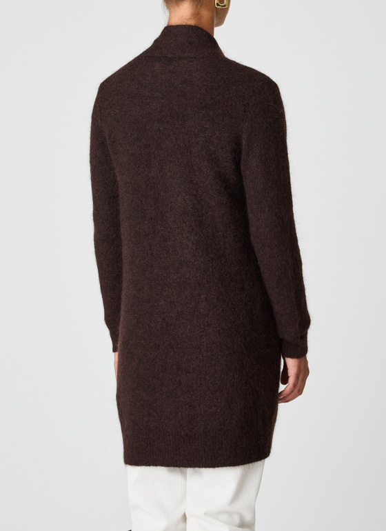Strickjacke lang Dark Espresso Frontansicht