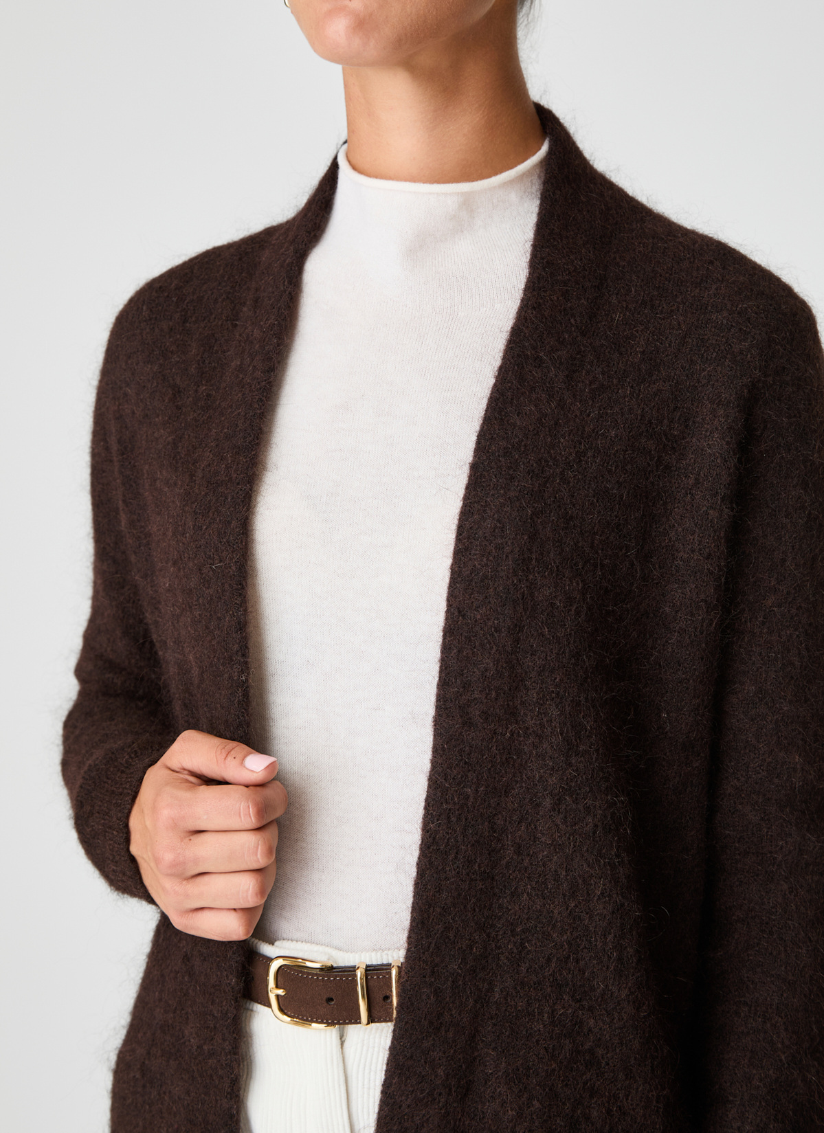 Strickjacke lang, Dark Espresso Detailansicht 1