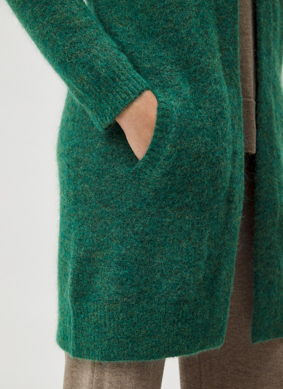 Strickjacke lang Bottle Green Frontansicht