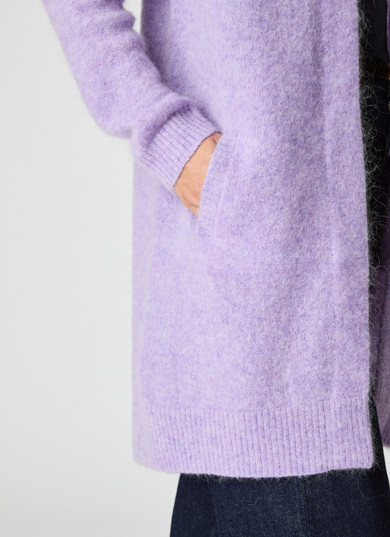 Strickjacke lang Frosted Lavender Frontansicht