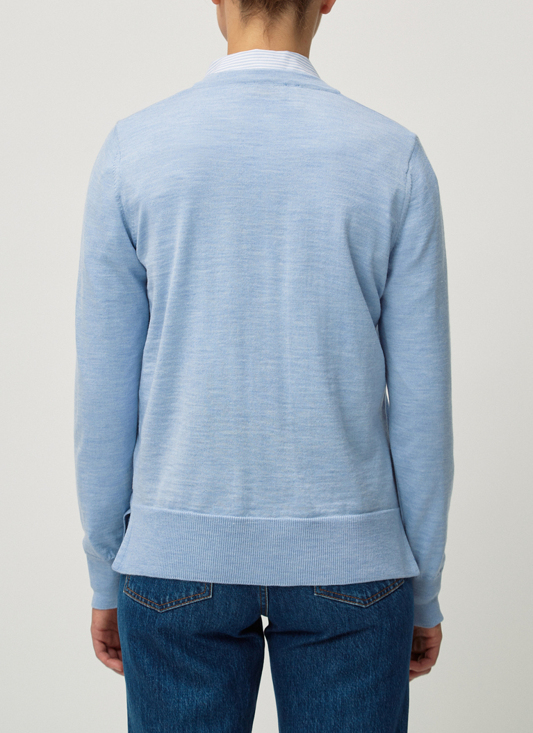 Strick Cardigan 1/1 Arm, Frozen Blue Rückansicht