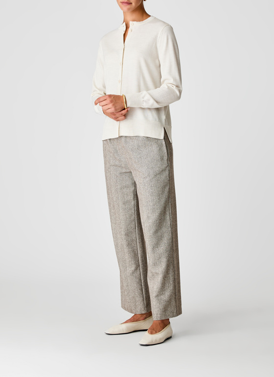 Strick Cardigan 1/1 Arm Off White Frontansicht
