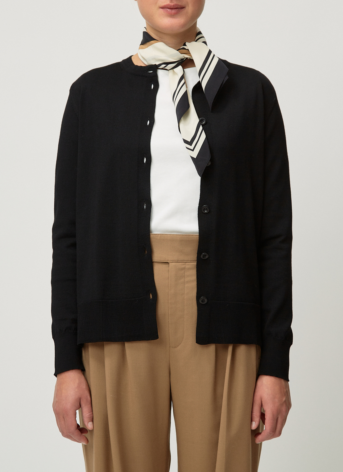 Strick Cardigan 1/1 Arm, Black Frontansicht