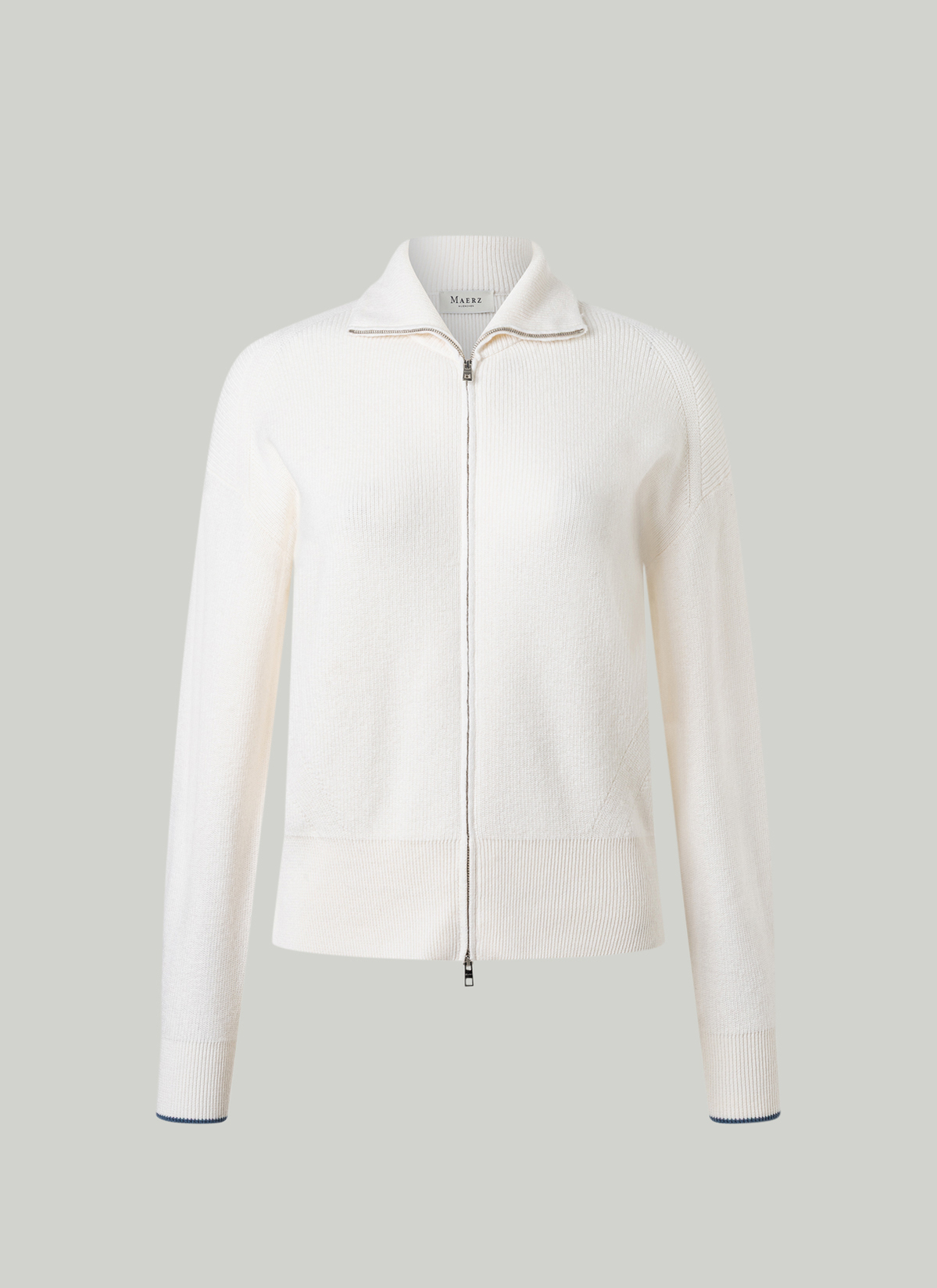 Strickjacke Zip 1/1 Arm, New White 