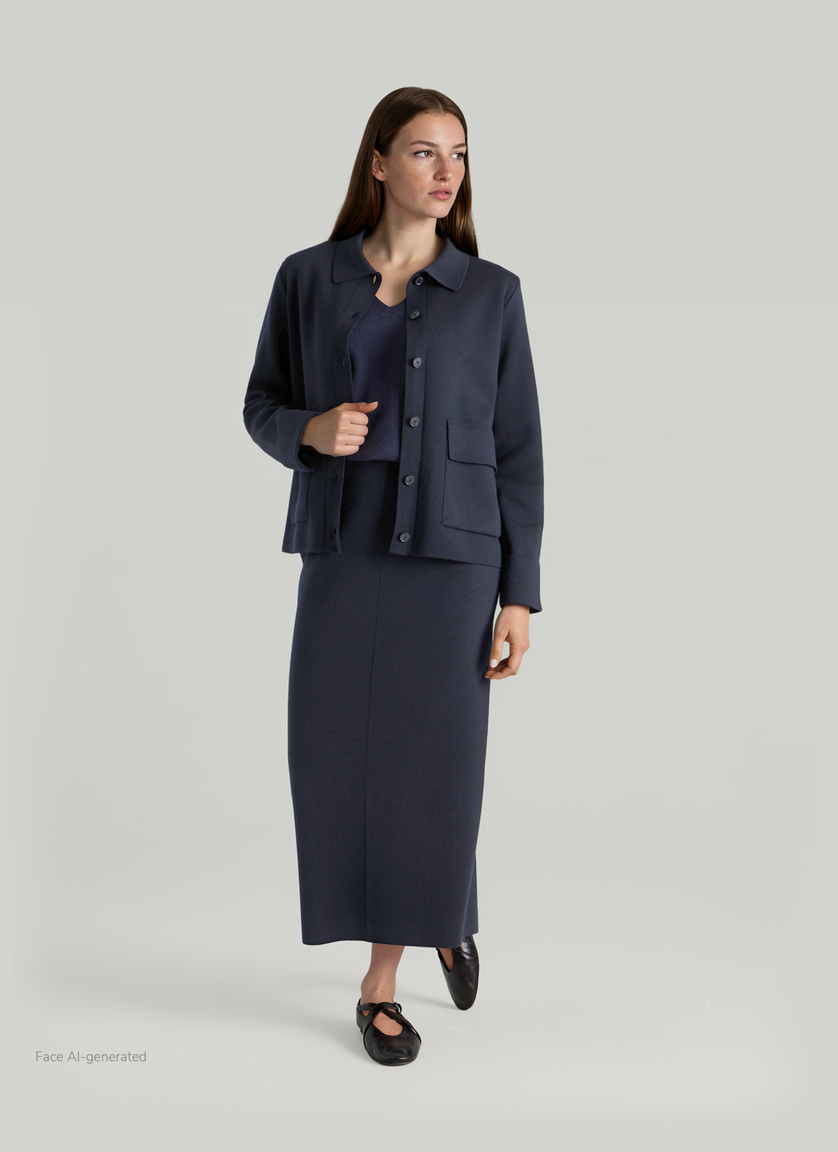 Strickjacke 1/1 Arm, Navy Detailansicht 2