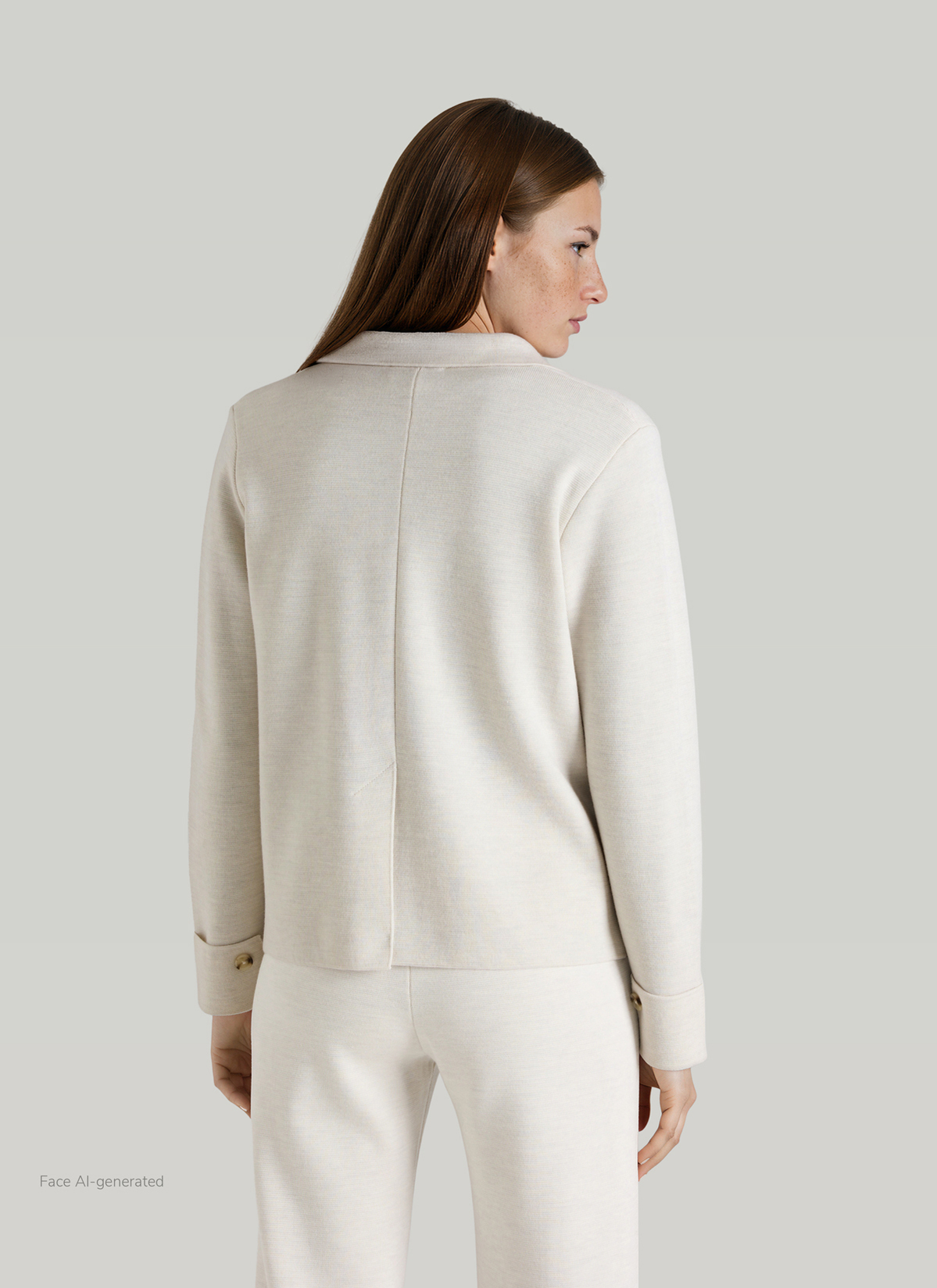 Strickjacke 1/1 Arm, Off White Rückansicht