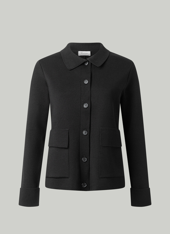 Strickjacke 1/1 Arm Black Frontansicht