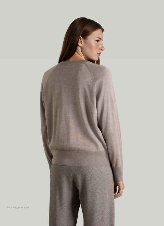 Strick Cardigan 1/1 Arm Taupe Grey Frontansicht
