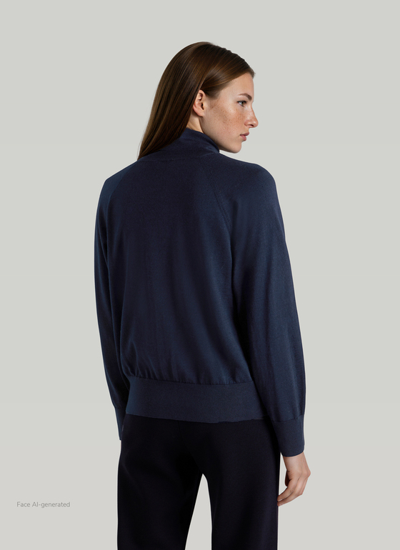 Strick Cardigan 1/1 Arm Dark Denim Frontansicht