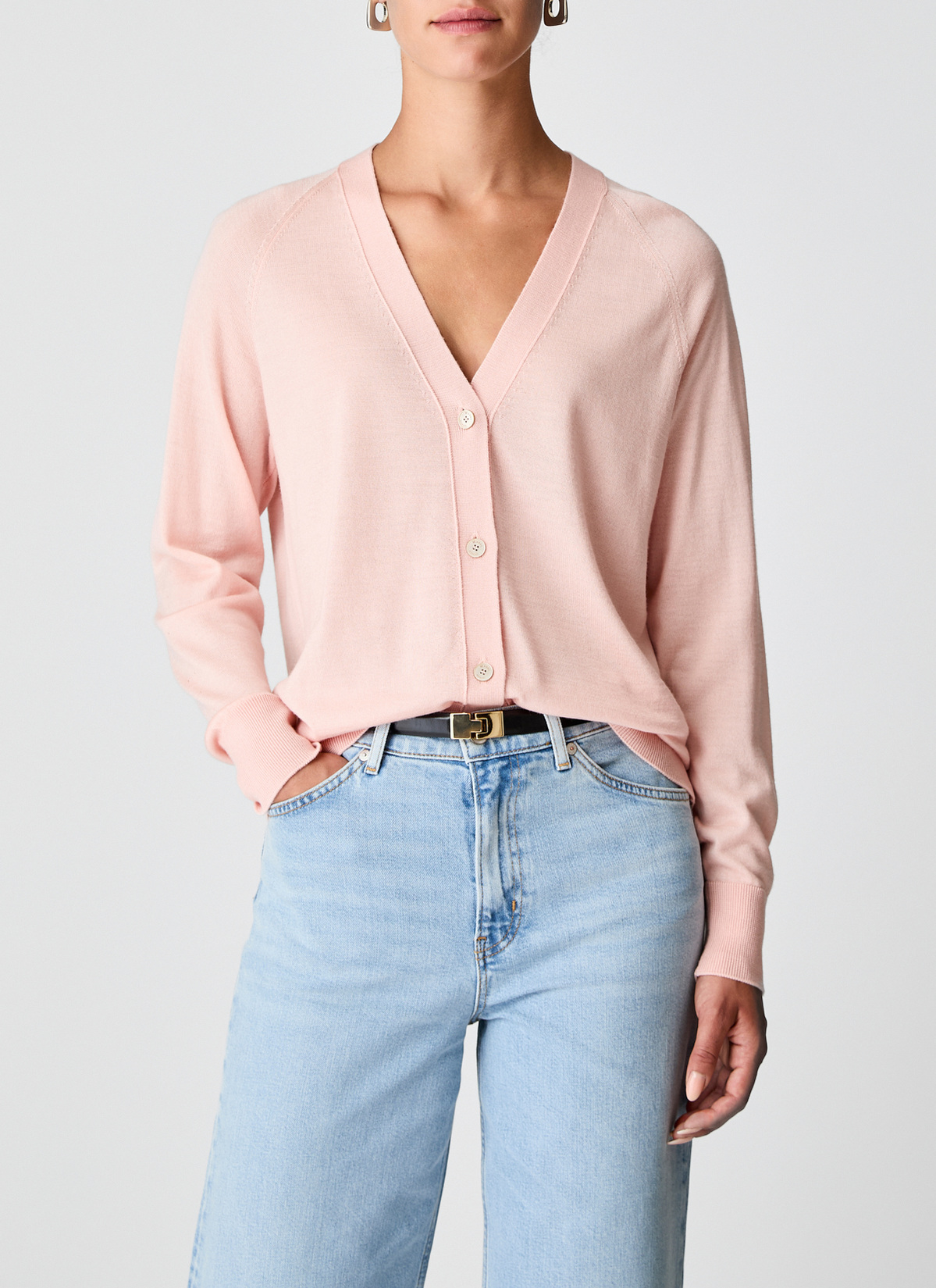 Strick Cardigan 1/1 Arm, Pastel Peach Frontansicht