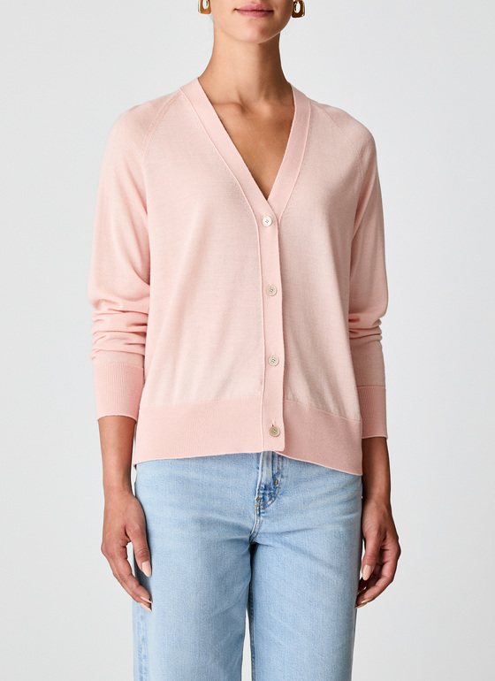 Strick Cardigan 1/1 Arm Pastel Peach Frontansicht