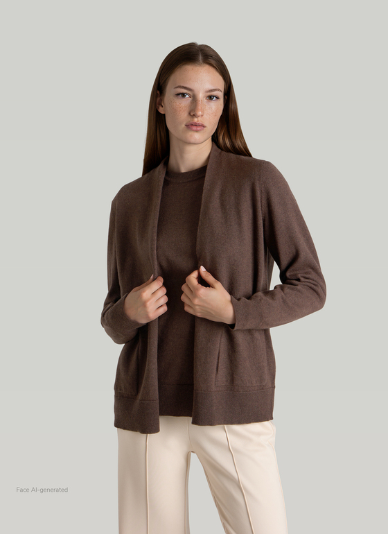 Strickjacke 1/1 Arm Dark Coffee Frontansicht