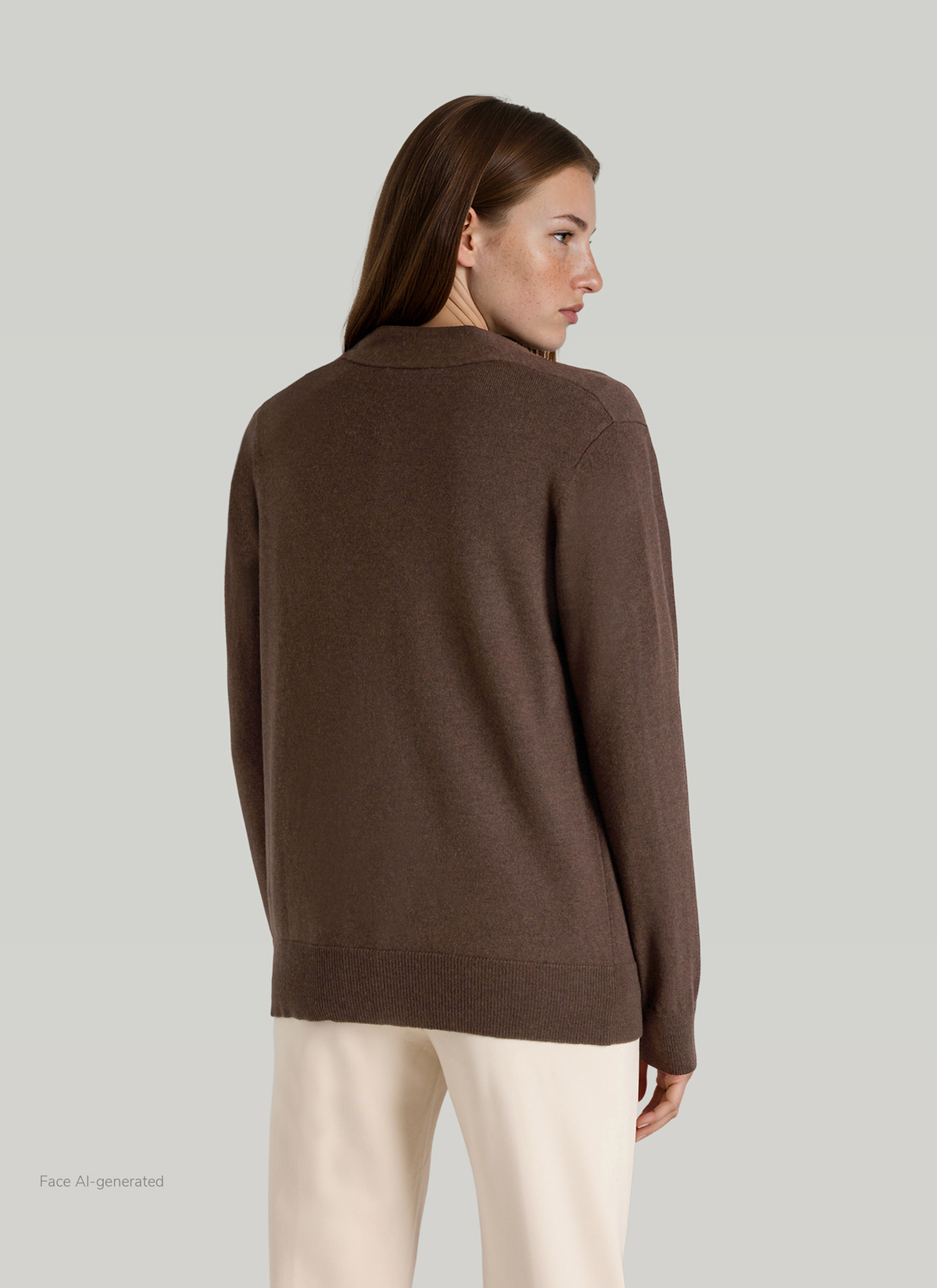 Strickjacke 1/1 Arm, Dark Coffee Rückansicht