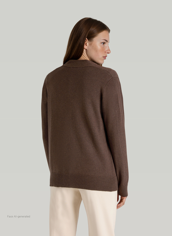 Strickjacke 1/1 Arm Dark Coffee Frontansicht