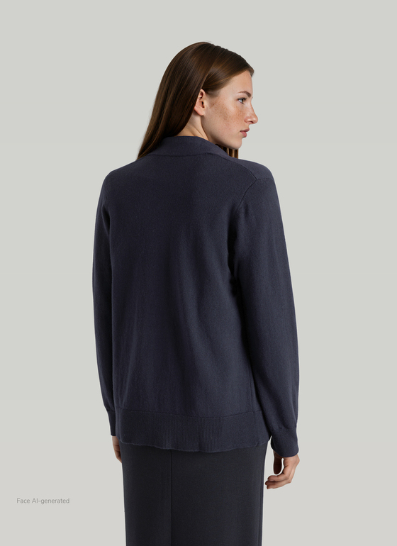 Strickjacke 1/1 Arm Navy Frontansicht
