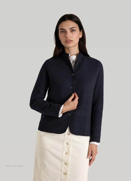 Strick Blazer Navy Frontansicht