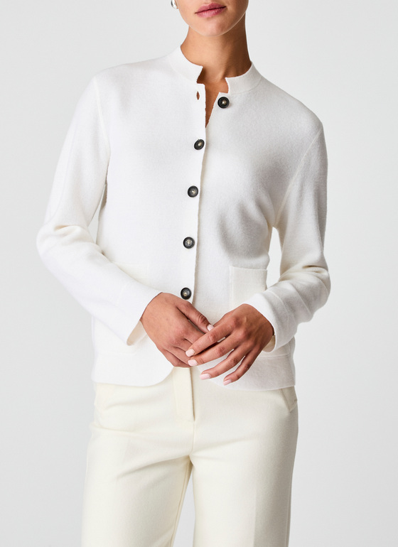 Strick Blazer New White Frontansicht