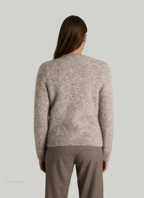 Strickjacke Knopf 1/1 Arm Taupe Grey Frontansicht
