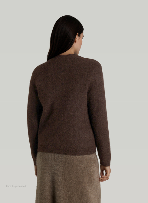 Strickjacke Knopf 1/1 Arm, Dark Coffee Rückansicht