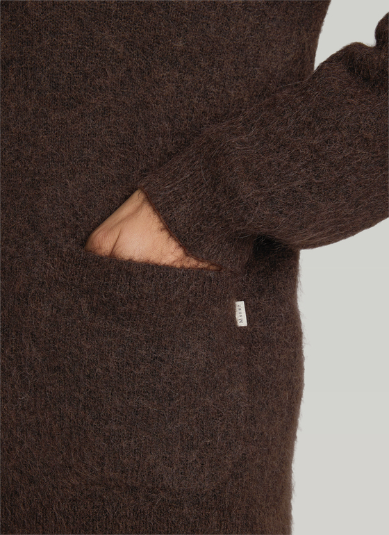 Strickjacke Knopf 1/1 Arm Dark Coffee Frontansicht
