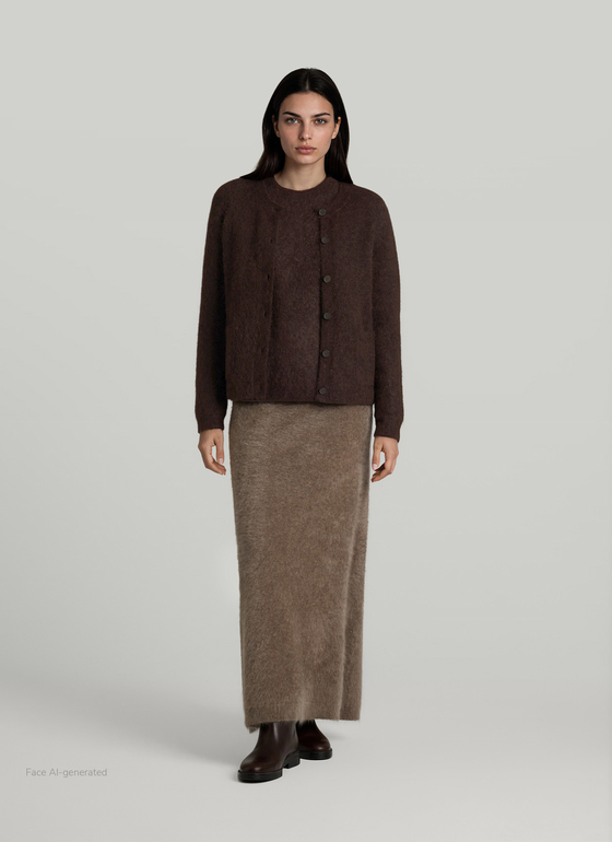 Strickjacke Knopf 1/1 Arm Dark Coffee Frontansicht
