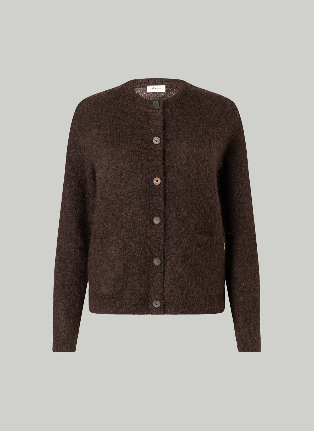 Strickjacke Knopf 1/1 Arm, Dark Coffee