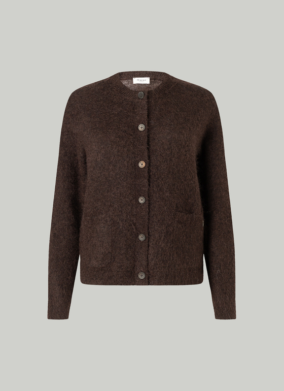 Strickjacke Knopf 1/1 Arm Dark Coffee Frontansicht