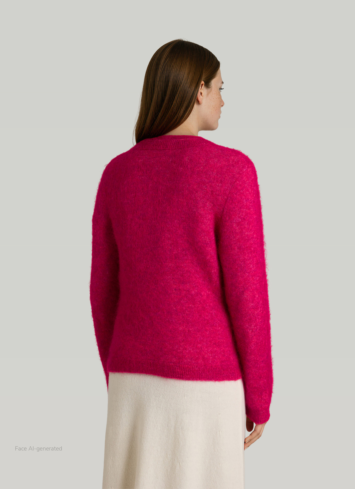 Strickjacke Knopf 1/1 Arm, Peony Red Rückansicht