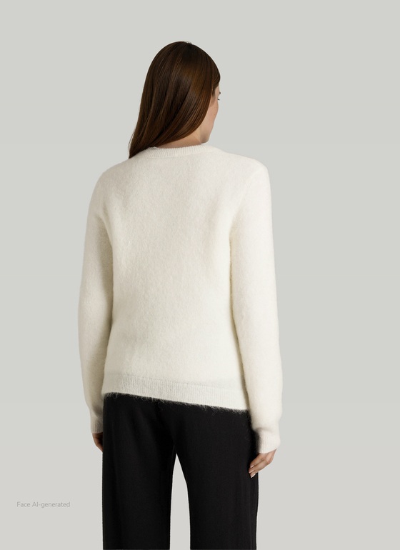 Strickjacke Knopf 1/1 Arm New White Frontansicht