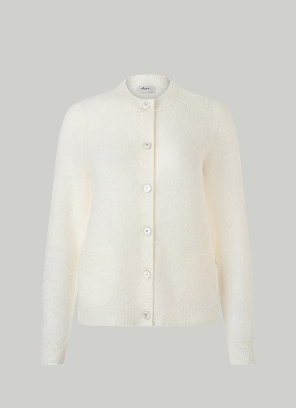 Strickjacke Knopf 1/1 Arm, New White