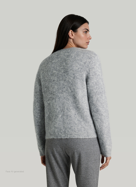 Strickjacke Knopf 1/1 Arm Autumn Mist Frontansicht