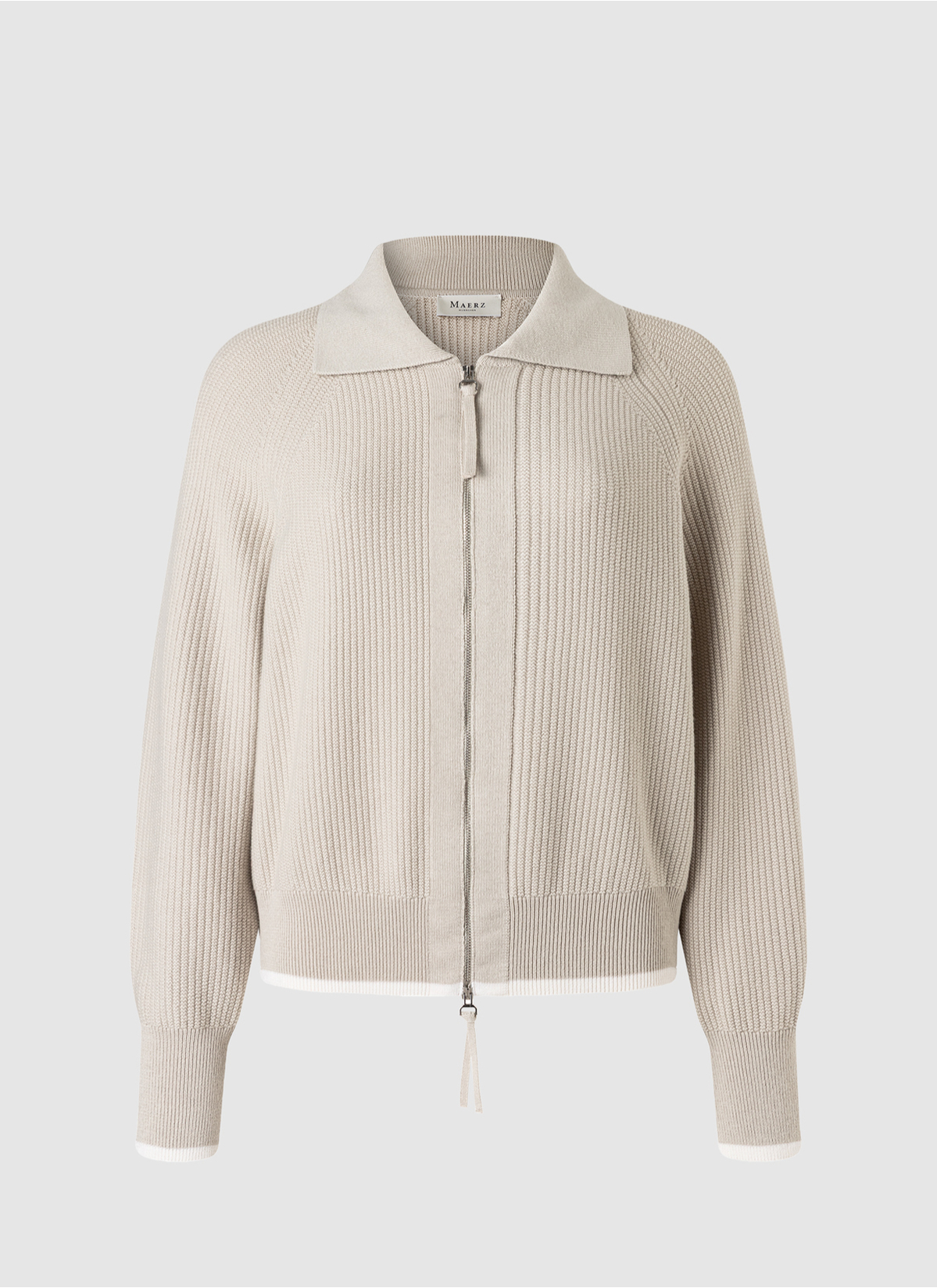 Strickjacke Zip 1/1 Arm, Pearl 