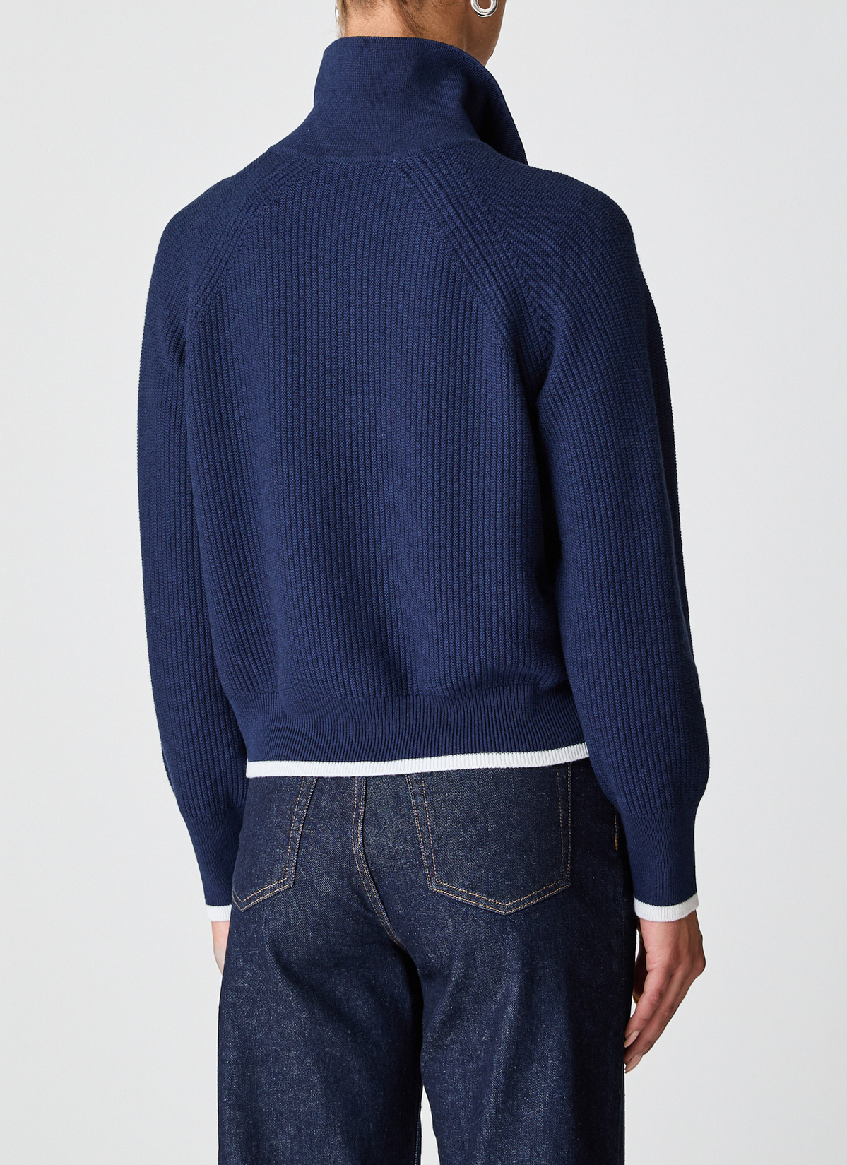 Strickjacke Zip 1/1 Arm, Bright Night Rückansicht