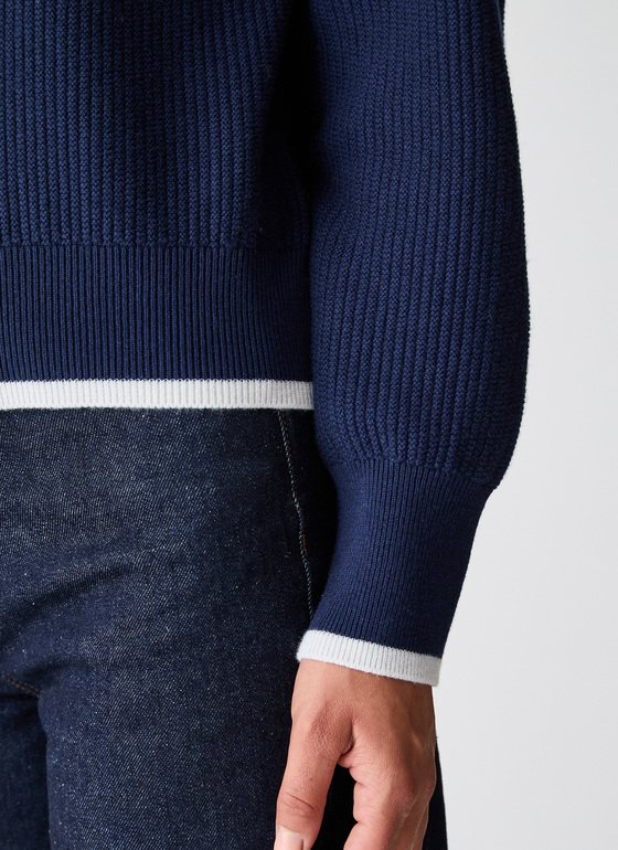 Strickjacke Zip 1/1 Arm Bright Night Frontansicht