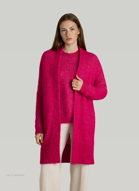 Strickjacke 1/1 Arm Peony Red Frontansicht