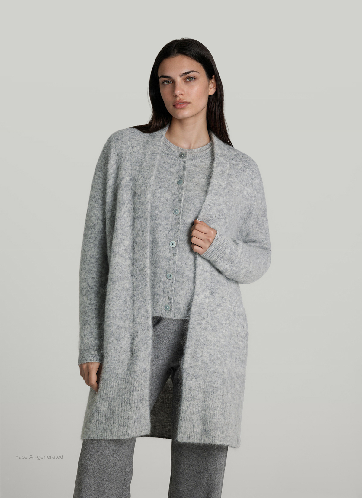 Strickjacke 1/1 Arm, Autumn Mist Frontansicht
