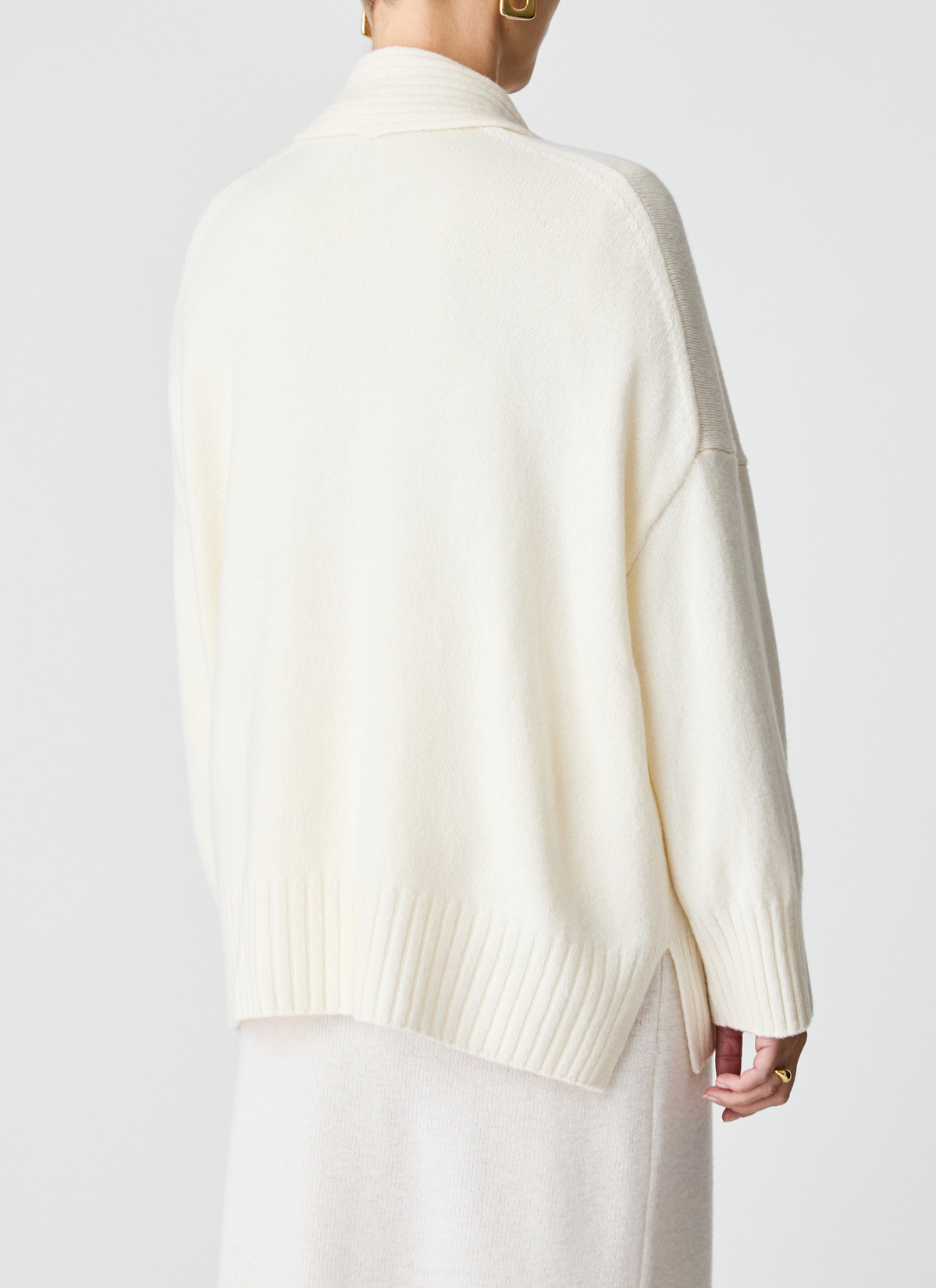 Strickjacke Schalkragen 1/1 Arm, New White Rückansicht