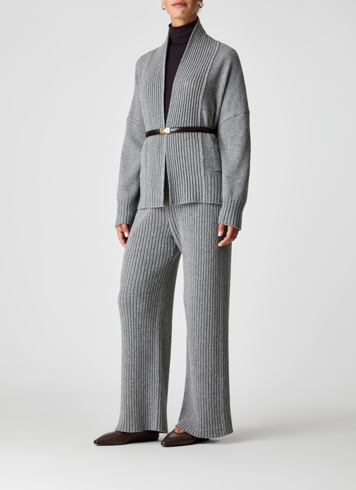 Strickjacke Schalkragen 1/1 Arm, Granite Grey Detailansicht 1