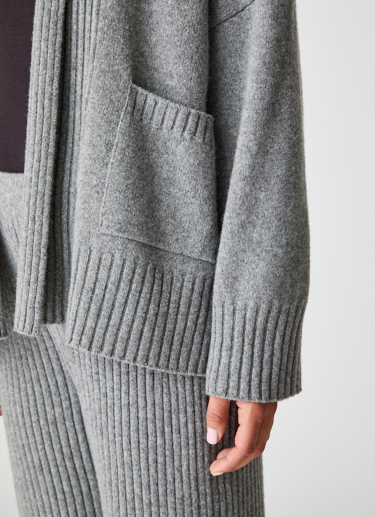 Strickjacke Schalkragen 1/1 Arm, Granite Grey Detailansicht 2